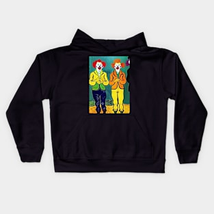 2 COLOURFUL (COLORFUL )  VAN GOGH STYLE CLOWNS Kids Hoodie